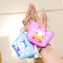 Korean creative cartoon flower animal series silicone coin purse headphone bag key bag mini storage bag zipper