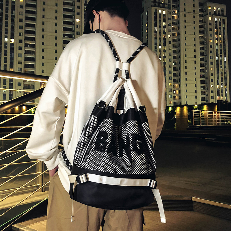 Street tide brand backpack men's sports basketball bag casual drawstring bun bag waterproof fitness bag school bag