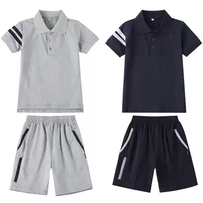 Kindergarten uniforms for primary and secondary school students English style summer short-sleeved shorts school uniform suit T-shirt polo shirt casual wear
