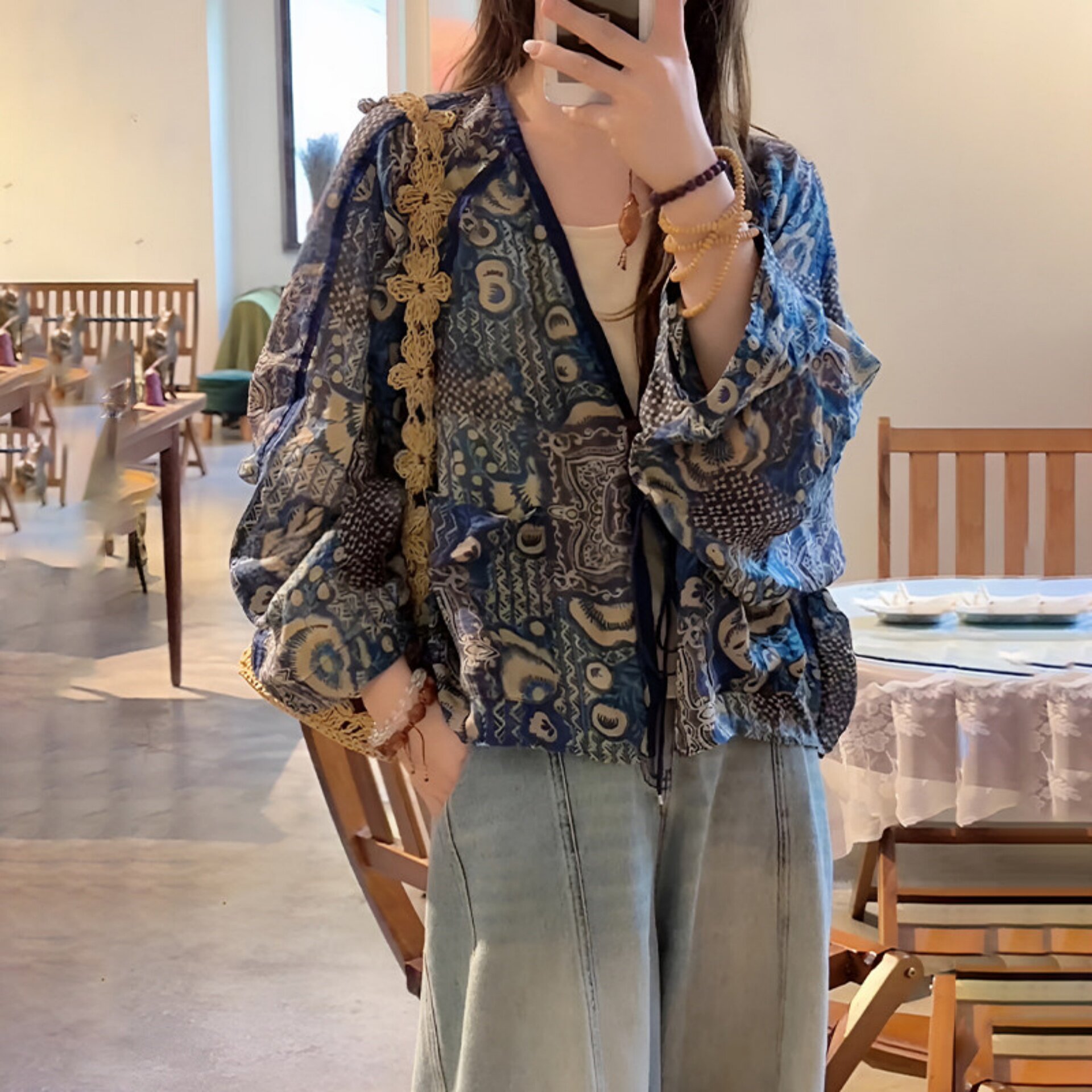 v领系带防晒衬衫女款2026新款夏季宽松薄款外搭罩衫新中式上衣