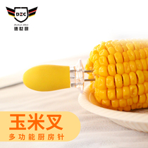 Dessei Kitchen Corn Fork Handle 430 Stainless Steel Corn Needle Multifunction Steak Needle Heat Resistant Handle Barbecue Fork