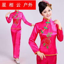 Wei Zhishus new Yangko costume waist drum fan dance costume practice costume for middle-aged and elderly women square dance costume dance