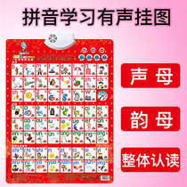 Childrens early education Sound Music wall chart Chinese pinyin alphabet initials vowel table baby voice digital wall stickers