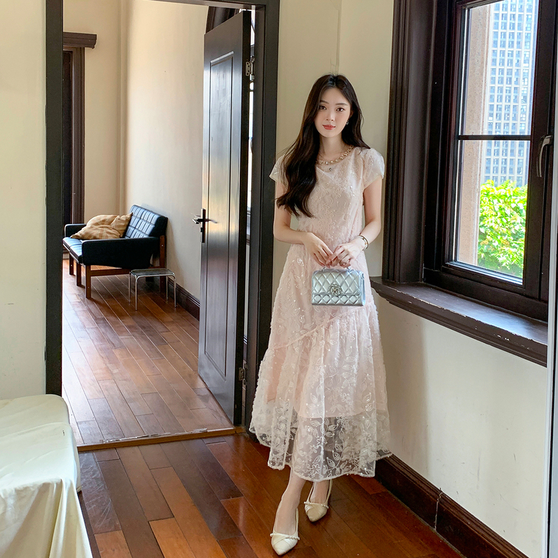 Gertcorel2026 New Summer Style for Tall Women, Jacquard Sequin Light Pink Age-Reducing Dress for Women Gertcorel2026 New Summer Style for Tall Women, Jacquard Sequin Light Pink Age-Reducing Dress for Women