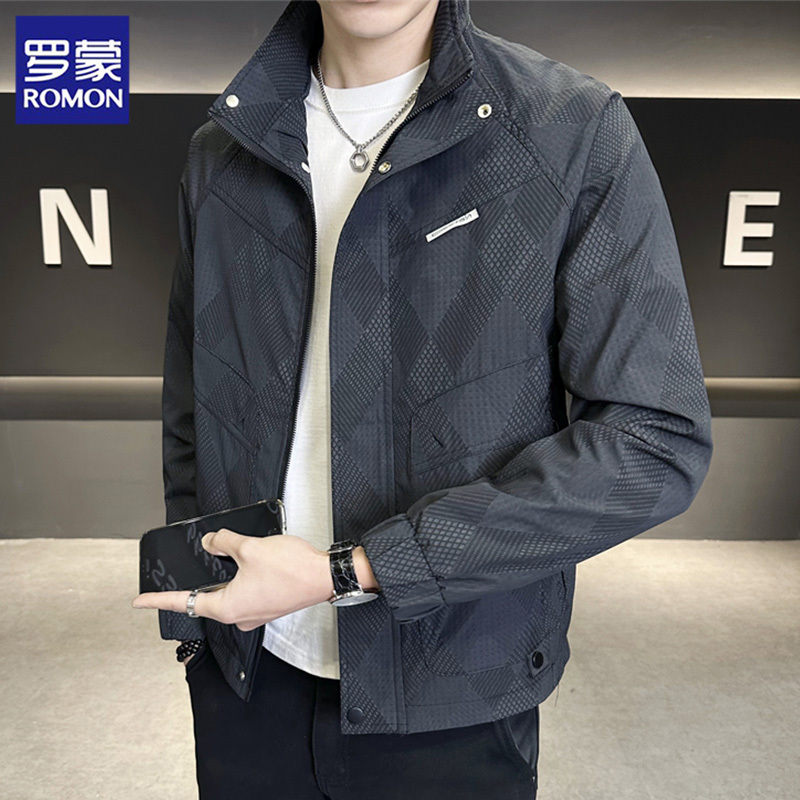 Romon Stand Collar Men's Jacket Spring and Autumn 2026 New Fashion Casual Versatile Trendy Brand Autumn Top