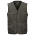 Trung niên xuân và mùa thu ngoài trời nhiều túi nam cotton thoáng khí vest vest vai câu cá phóng viên vest vest áo khoác đông nam Áo vest cotton