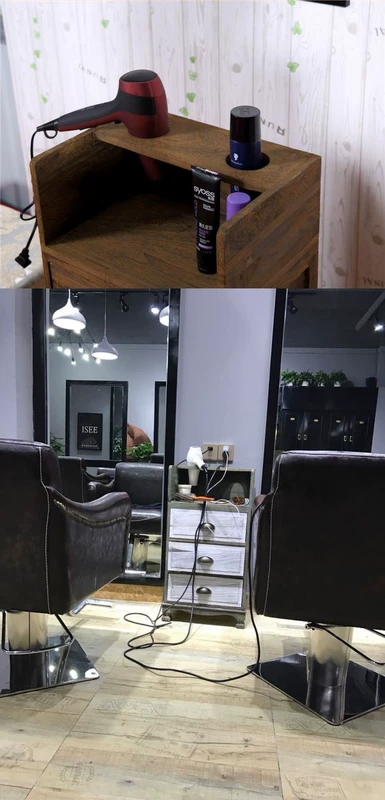 Hair salon vẻ đẹp đồ gỗ rắn công cụ tủ barber shop công cụ sản phẩm xe công cụ tủ công cụ làm tóc gương tủ bảng - Hair Salon / Nội thất làm đẹp