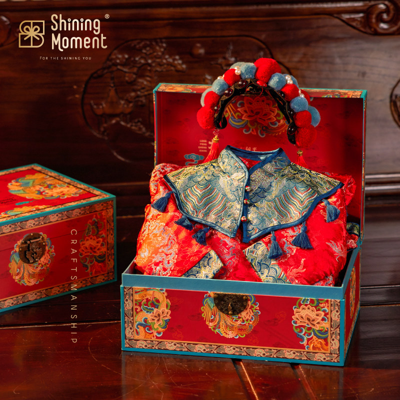 ShiningMoment newborn baby delivery 100 days full moon Grand gift bag baby age red gown suit-Taobao