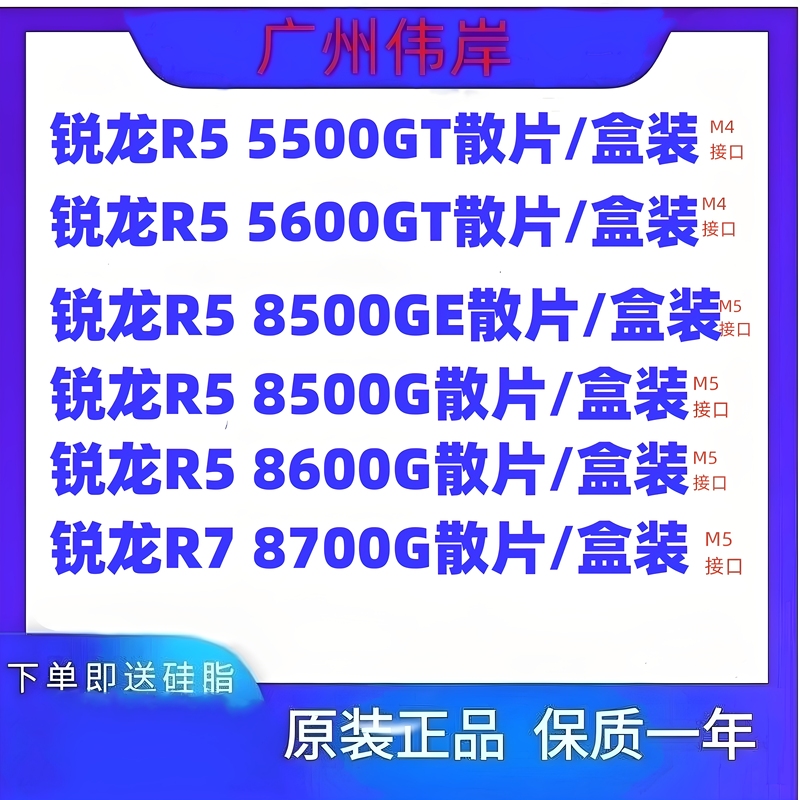 AMD R5 8400F 8500G 8600G R7 8700F 8700G 5600 X 5700X 5600GT