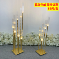 Wedding props 8 head step by step high iron art Candlestick road guide lamp wedding stage decoration ornaments luminous road guide