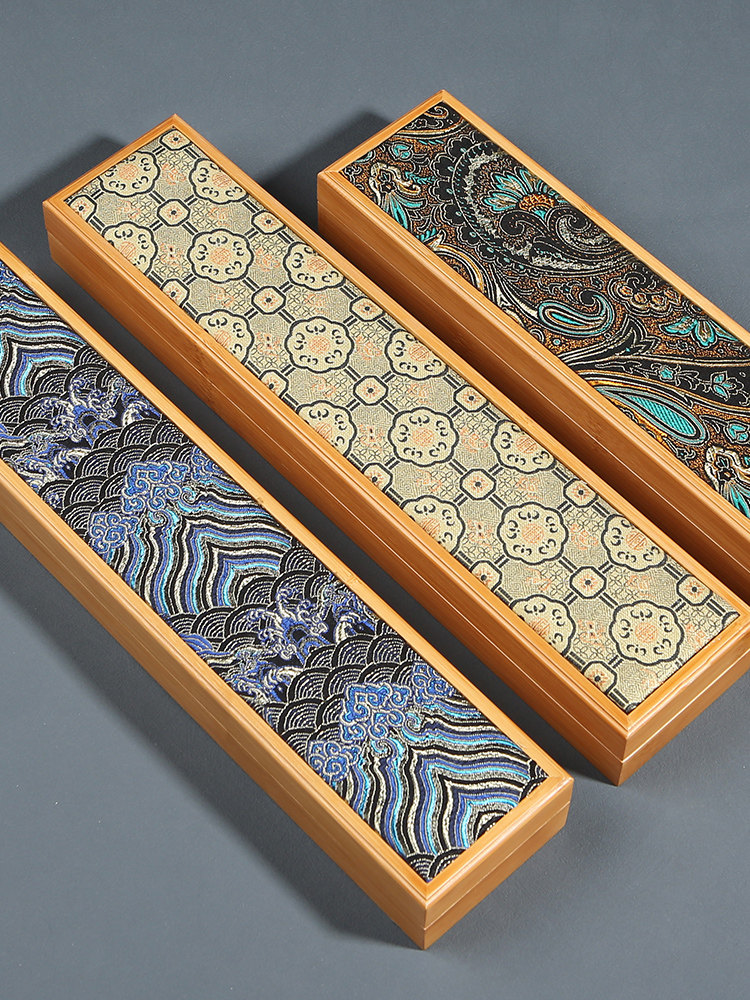 High-End Bamboo Cloud Brocade Fan Box 7/8/9/9.5/10 Inch Folding Fan Storage Box Collection Gift Fan Gift Box