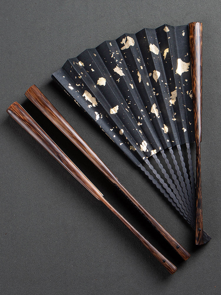 New Product: Brown Bamboo and Black Bamboo Core Fan with Dragon Scale Pattern, Fully Handcrafted, High-End 9.5inch Suzhou-Style Fan