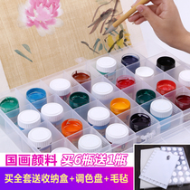 Burning lamp Chinese painting pigment adult beginner 12 18 24 color single canned high concentration 22ml art Chinese painting landscape painting practice examination pigment