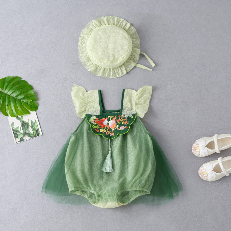 Balabala one-year-old baby skirt dress summer baby dress princess summer ancient costume Hanfu pure cotton