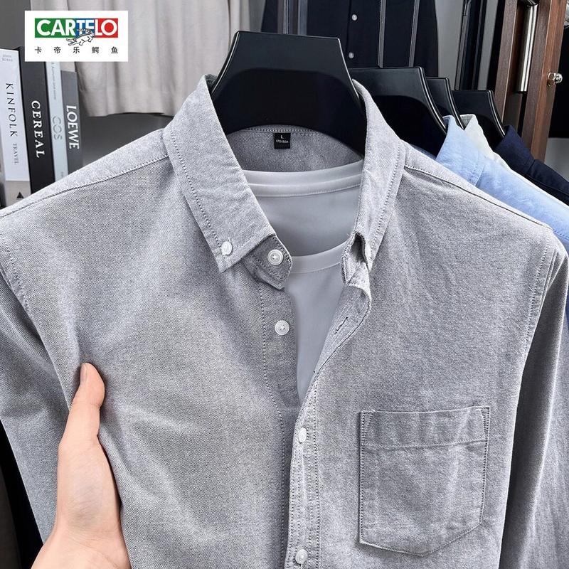 [100% Cotton] Crocodile Men's Shirt, Pure Cotton Long-Sleeve, 2026 Spring, Big Brand Casual Shirt for Young and Middle-Aged Men