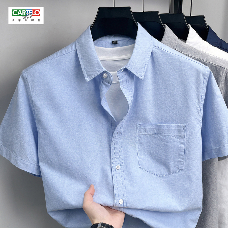 【100% Cotton】Crocodile Men's Shirt Pure Cotton Short Sleeve 2026 Summer Big Brand Casual Shirt for Men Dad