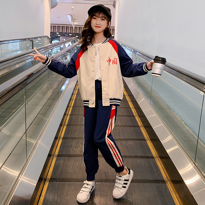 Girls Net Red Suit 2022 New Children's Spring Dress Girls Western Style Chinese Style Sports Jacket Pants Two-piece Set