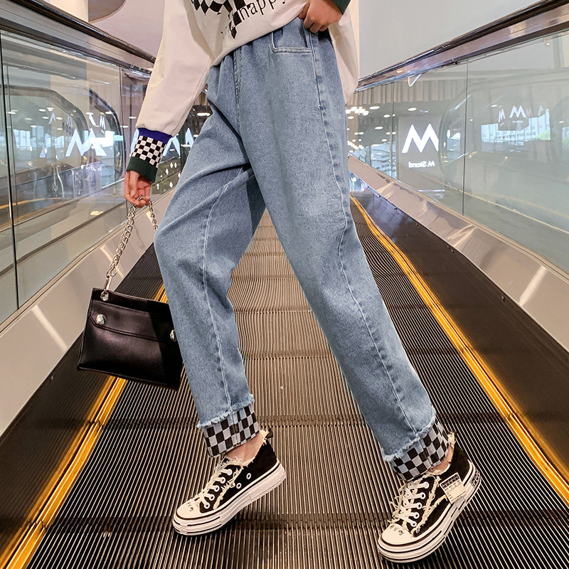 Girls' jeans loose spring children's little girls' pants 2022 new middle-aged children's western style casual trousers