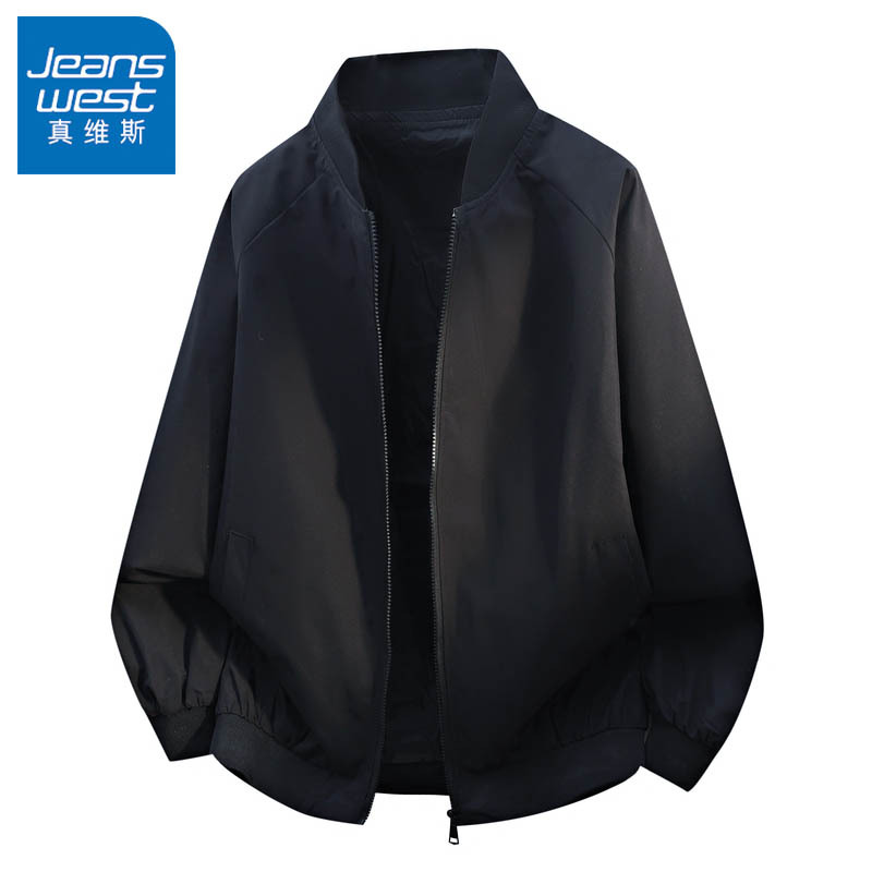 Jeanswest 2026 New Baseball Collar Thin Jacket Men's Spring and Autumn High-End Loose Large Size Casual Jacket