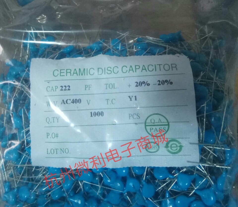 New safety gauge capacitance 222PF 400V accuracy +-20% Y1AC