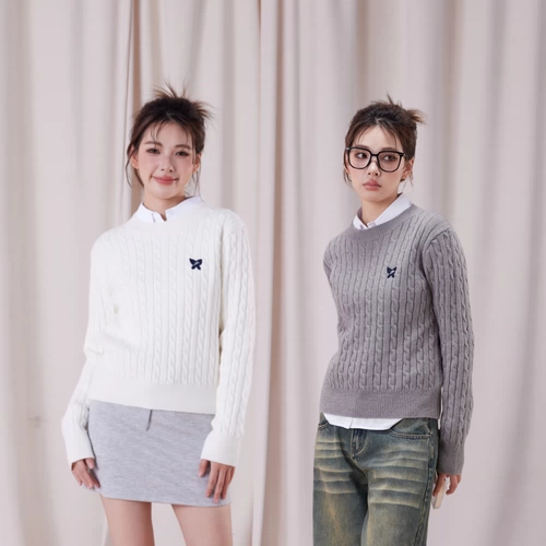 ELEVEN SLEEP Осенний цветной трикотажный свитер, с вышивкой, круглый воротник, свободный крой