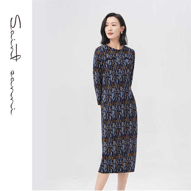 Shengxuan Ni Red and Black Waist-Cinching High-End 2024 Autumn Slim-Fit Elegant Belly-Covering Slimming Women's Dress F165
