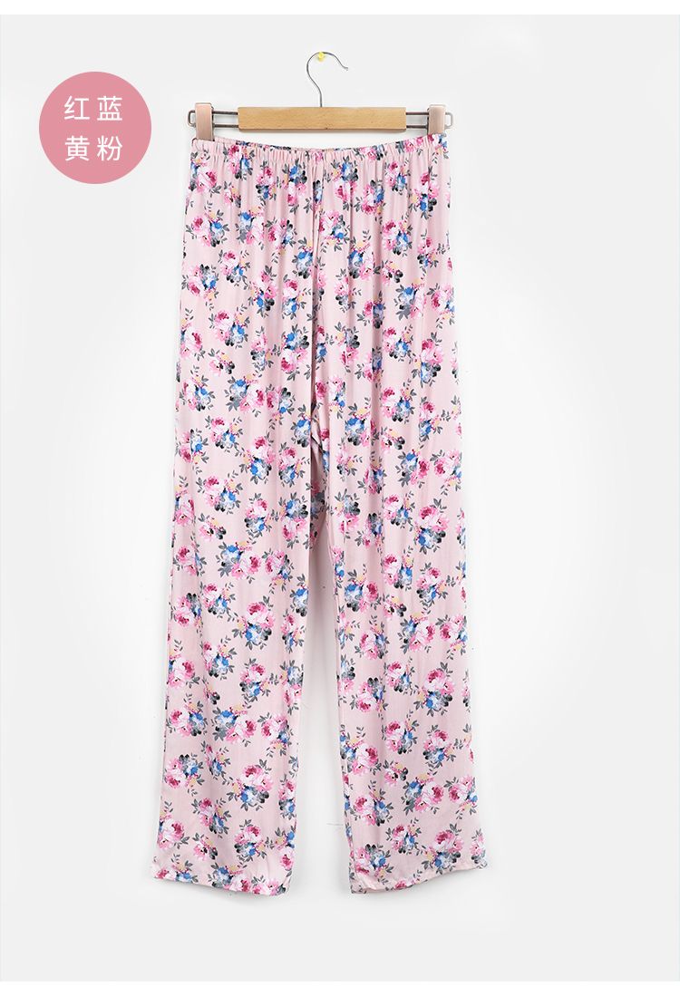 Người trung niên và cao tuổi mùa hè may bộ đồ ngủ cotton bà mẹ quần ống rộng size lớn nữ bà già quần điều hòa chất liệu cotton lụa nguyên chất - Quần tây