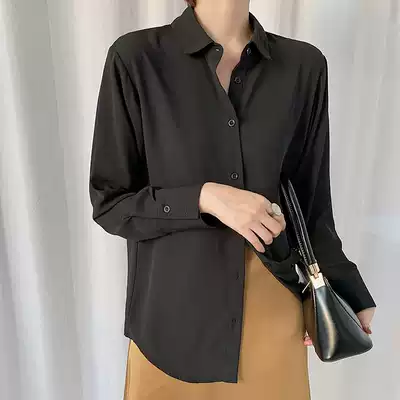 Chiffon Shirt Women 2021 Spring New Korean Long Sleeve Loose Black Professional Shirt Lightweight Joker Top Tide
