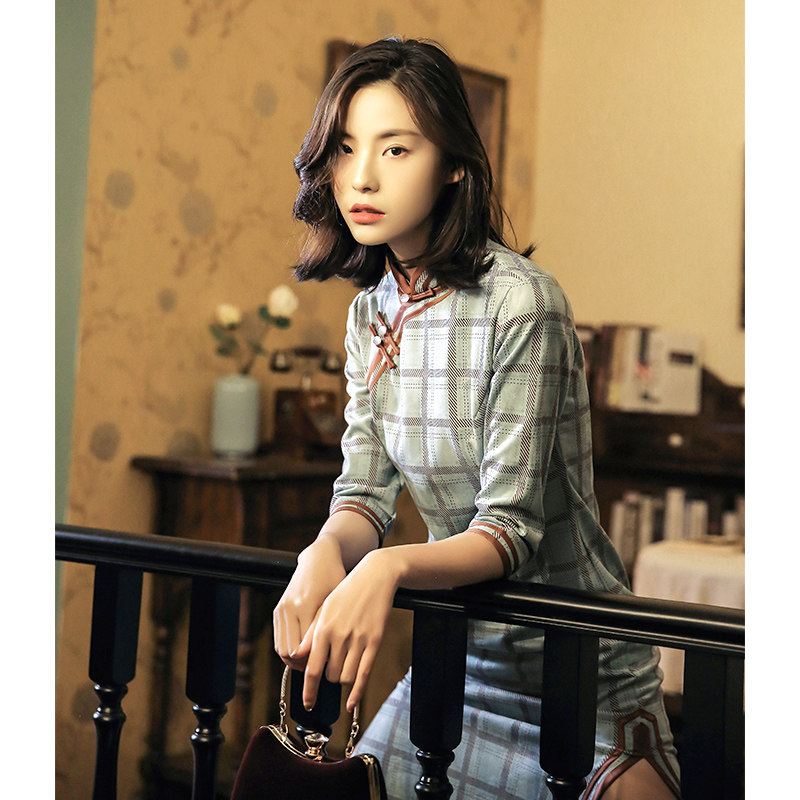 National Breeze Qipao 2022 New Retro Ancient Shanghai Broadwife Banquet Gown dress Long version of the women's spring and summer