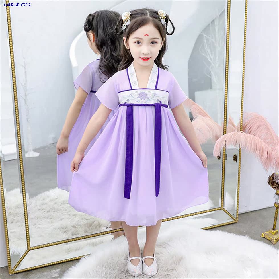 Girl Han đầm đầm siêu cổ tích Trung Quốc gió trẻ em cổ chiếc váy cô bé con voan cổ tích của mùa hè váy vừa trẻ lớn