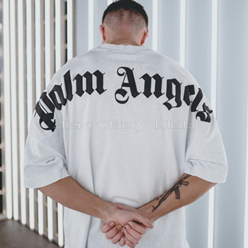 Palm angels PA collar behind the letter logo printed bat sleeve male and female loose short sleeve T-shirt