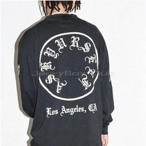 ASK Sanskrit letters fake two long sleeve T-shirt LA limited washing old foam letter printing round tide