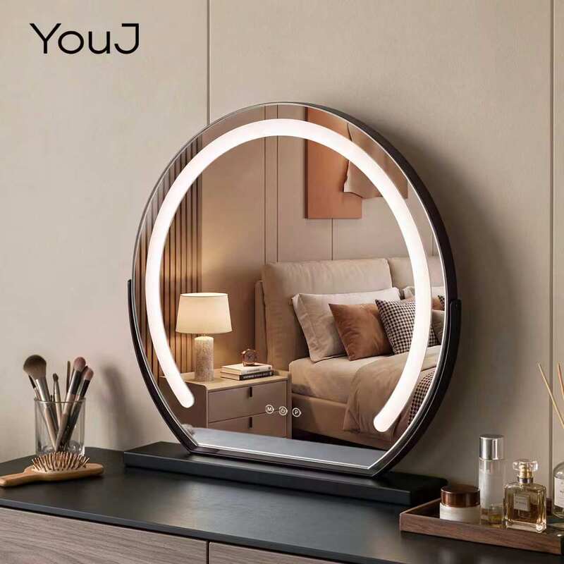 Led Lighted Mirror Desktop Smart Makeup Mirror for Home Bedroom Dressing Table Dedicated Large Desktop Mirror with Lights