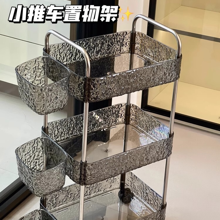 Snack Cart Storage Rack for Home Use in the Living Room, Kitchen, Movable Multi-Layer Storage Rack, Bathroom Floor-Standing Shelf