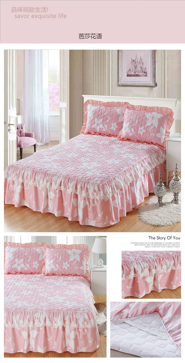 Chăn bông có đệm lót váy đơn mảnh vải trải giường loại cotton cộng với cotton chống trượt trải giường 1,5 m 1,8m giường - Váy Petti giường váy