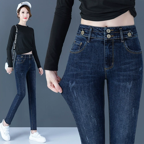 Демисезонные джинсы, штаны, универсальный карандаш, высокая талия, 2021 года, новая коллекция, по фигуре