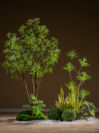 Internet-Famous Combination of Artificial Trees, Green Plants, Fake Trees, Floor-Standing Bionic Potted Plants, Indoor Window Display, Staircase Landscaping Decoration