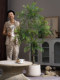 High-End Large Artificial Nandina Bamboo Tree, Realistic Green Plant, Faux Flower, Light Luxury Indoor Floor-Standing Decorative Landscaping Ornament