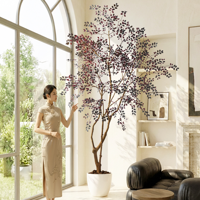 Artificial Greenery, High-Quality Horse-Dranker Tree, Fake Tree for Landscaping, Window Display, Indoor Bionic Tree, Decorative Tree, Large Simple Floor-Standing Tree