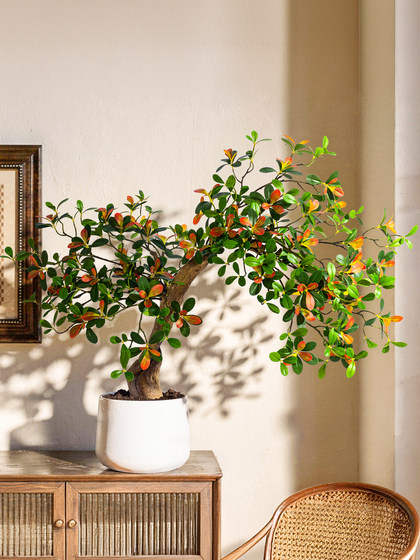 High-End Island-Style Artificial Green Plants and Flowers, Indoor Fake Potted Plants, Entryway Decoration, Desktop Ornaments in Vintage Style