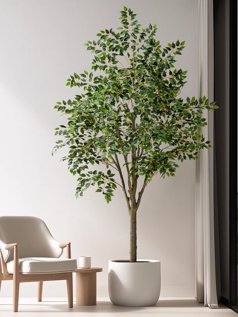 Simulated Banyan Tree, High-End Bionic Green Plant for Landscaping and Decoration, Indoor Living Room Artificial Tree, High-End Light Luxury Floor-Standing Plant Ornament