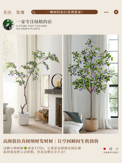 Artificial Green Plant Money Tree Fake Flower Tree High-End Light Luxury Living Room Balcony Floor-Standing Potted Plant Decoration Window Display Landscaping