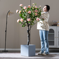 High-End Rose Camellia Floor-Standing Decorative Flowers, Simulated High-End Living Room Plastic Fake Flowers, Fake Trees and Green Plants