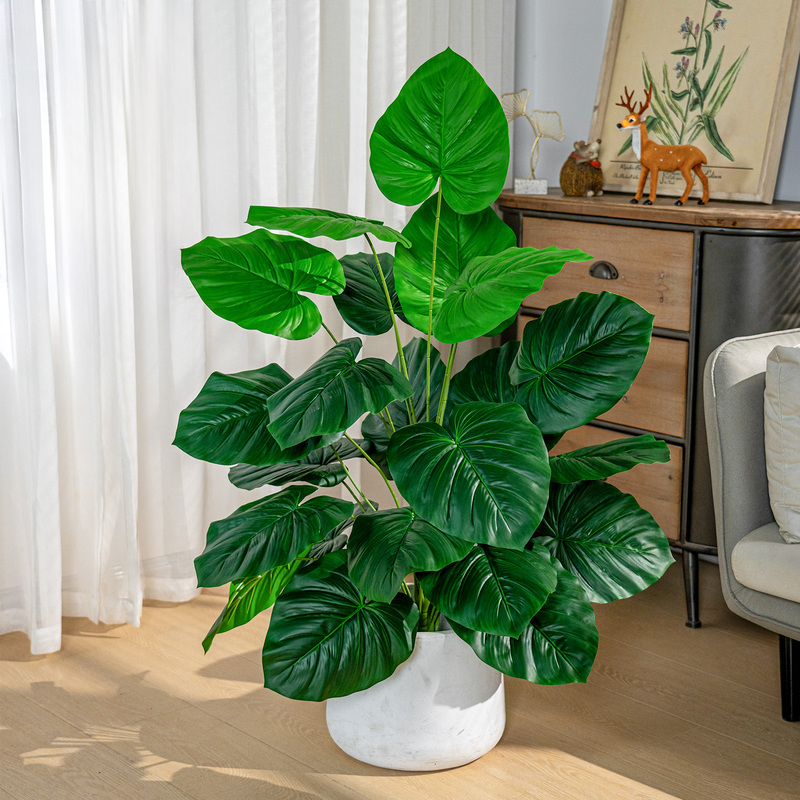 Artificial Areca Palm Fake Green Plant Indoor Living Room Tabletop Potted Plant Evergreen Fake Tree Plant Monstera Landscaping Ornament