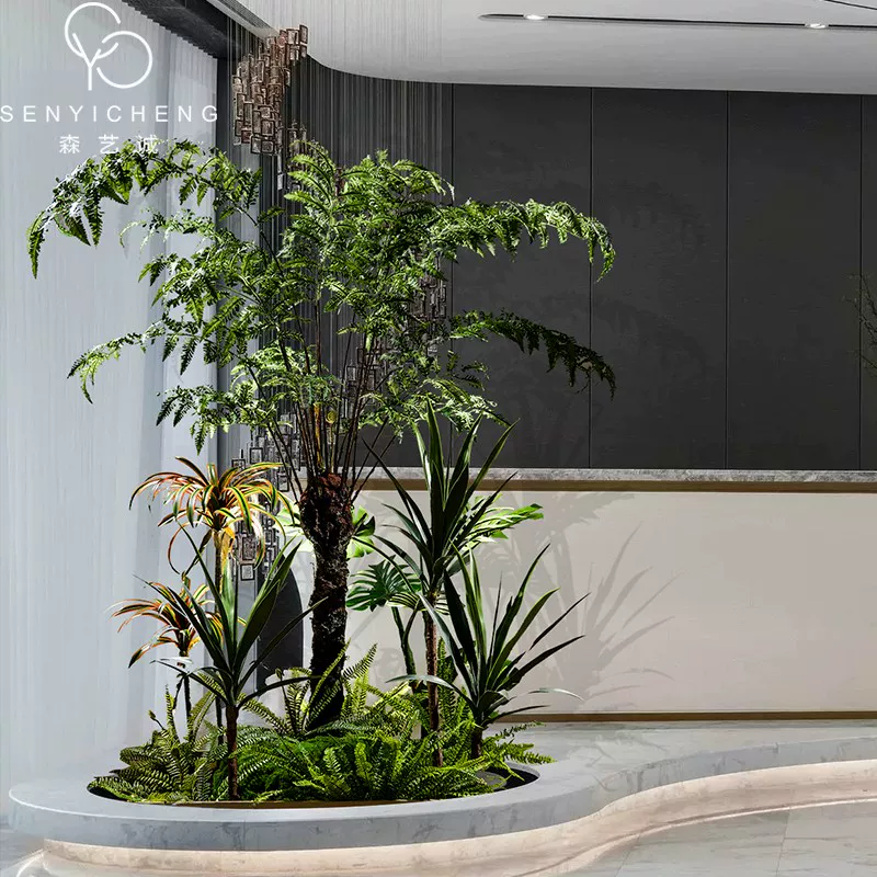 Nordic large artificial tree artificial tree indoor dry landscape landscaping green plant shop flower box flower trough decorative potted plant