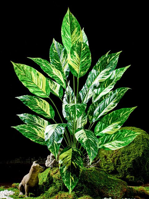 Artificial Green Plants, Green Fake Grass Bunches, Plastic Money Grass for Flower Arrangements, Decorative Landscaping, Fake Leaf Ferns