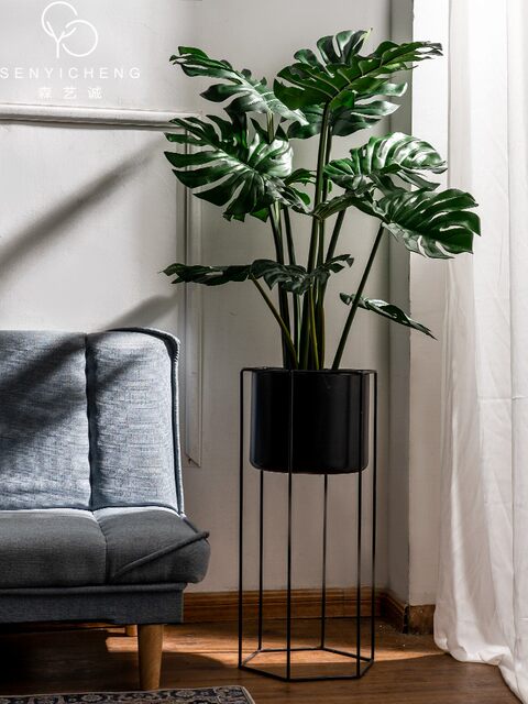 Artificial Monstera Bonsai Fake Tree Potted Plant Indoor Living Room Shop Landscaping Biomimetic Green Plant Decoration Ornament