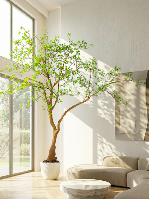 Artificial Horsewood Tree, Large Artificial Banyan Tree, Indoor and Outdoor Azalea, Floor-Standing Simple Decorative Green Plant Landscaping