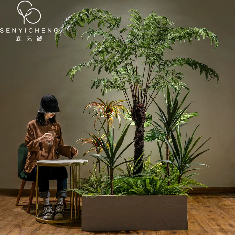 Nordic large artificial tree artificial tree indoor dry landscape landscaping green plant shop flower box flower trough decorative potted plant