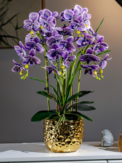 High-End Realistic Artificial Phalaenopsis Orchid Fake Flower Bionic Plastic Flower Arrangement Potted Plant Ornament Living Room Decoration